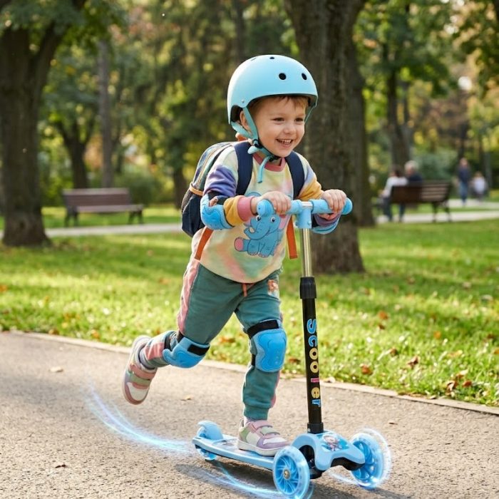 Foldable Kids Scooter with Light Up LED Wheels