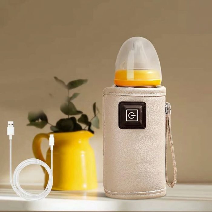 Portable USB Baby Bottle Warmer – Universal Leather Travel Milk Heater Bag