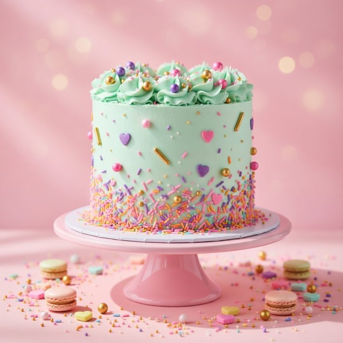 The Blue Sprinkle Birthday Ribbon Cake