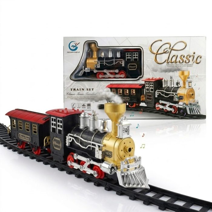Retro Electric Toy Train with Real Smoke, Lights, and Sound